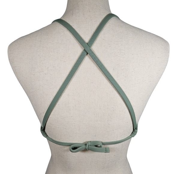 Shade & Shore Underwire Longline Cutout Strappy Bikini Top, Sage Green, 32C - Picture 4 of 13